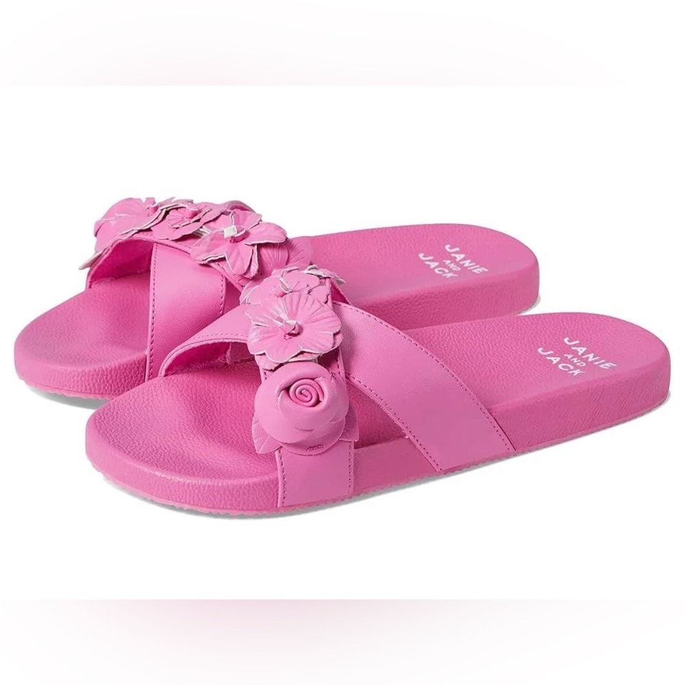 Janie and Jack Girls Floral Pink Pool Side Slide Sandals